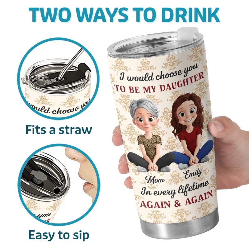 Custom Tumbler - Personalized Birthday Gifts For Mom, Dad, Daughter - Forever My Daughter Forever Love