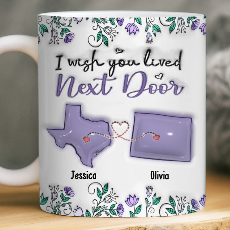 Custom Long Distance Mug - Personalized Best Friend Birthday Gifts For Women, Besties, Sisters, BFF - Hearts Stay Close