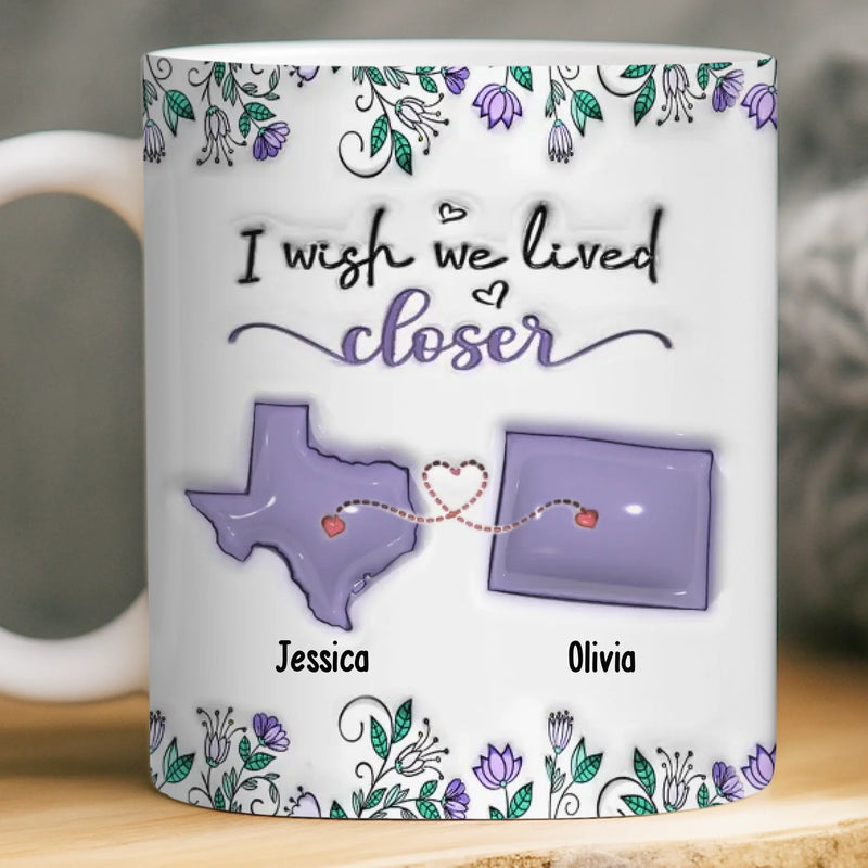 Custom Long Distance Mug - Personalized Best Friend Birthday Gifts For Women, Besties, Sisters, BFF - Hearts Stay Close
