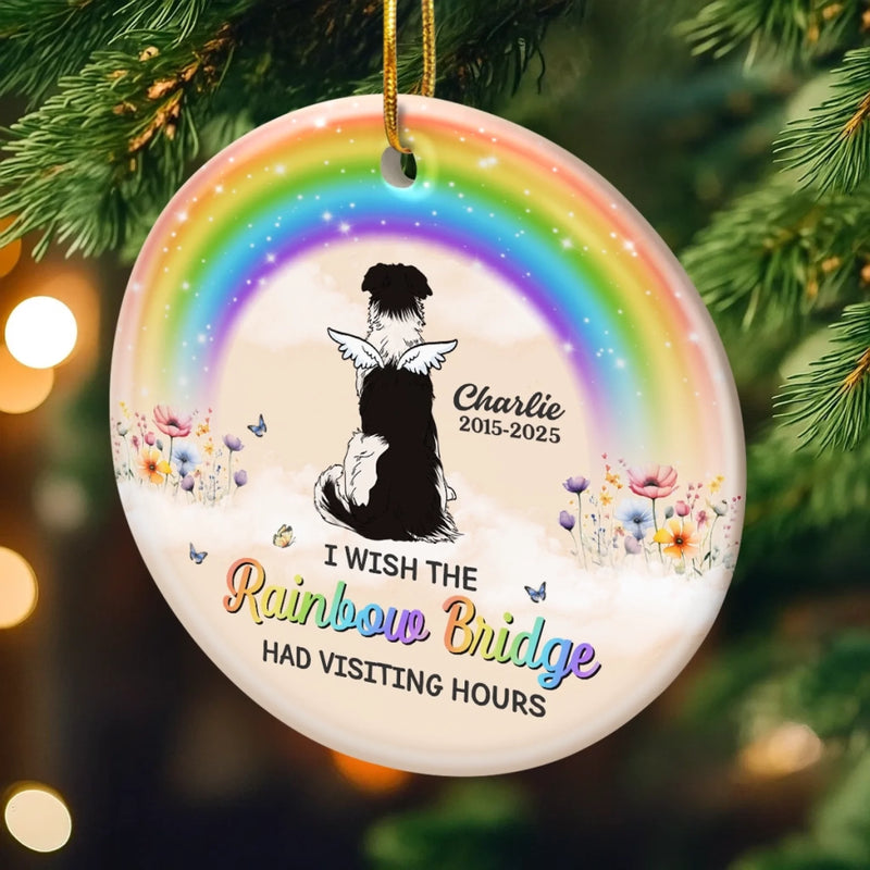 Custom Rainbow Bridge Ceramic Ornament - Personalized Pet Christmas Memorial Sympathy Gifts For Dogs - My Sky Companion