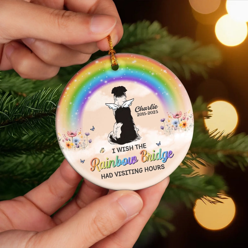 Custom Rainbow Bridge Ceramic Ornament - Personalized Pet Christmas Memorial Sympathy Gifts For Dogs - My Sky Companion