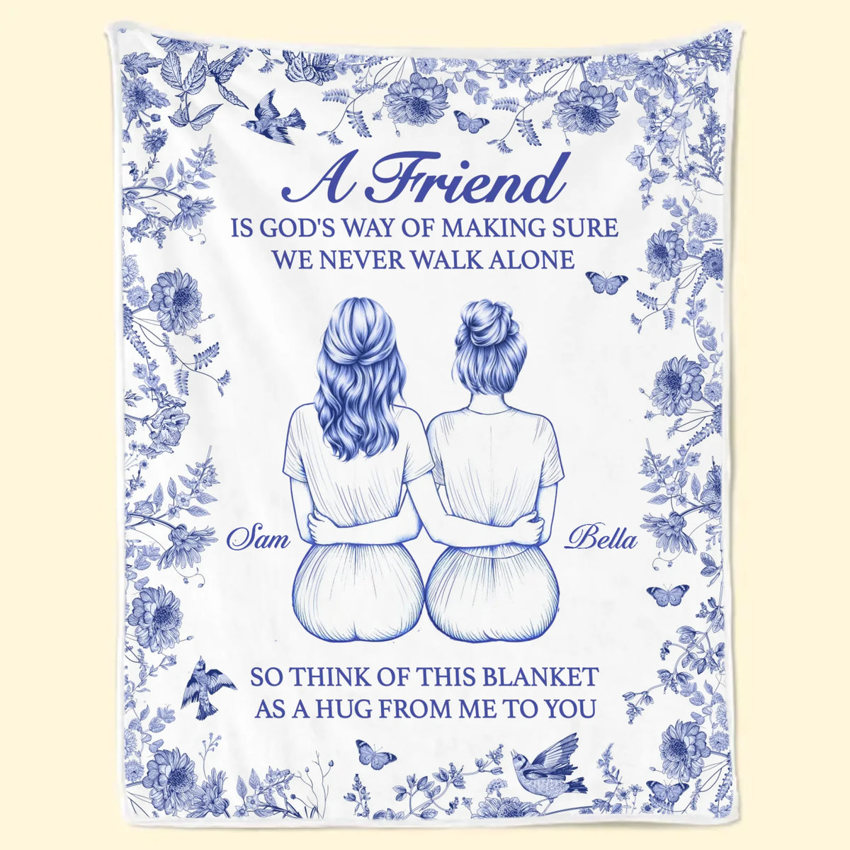 Custom Blanket - Personalized Best Friend Birthday Gifts For Women, Besties, Sisters, BFF - A Hug From Me To You