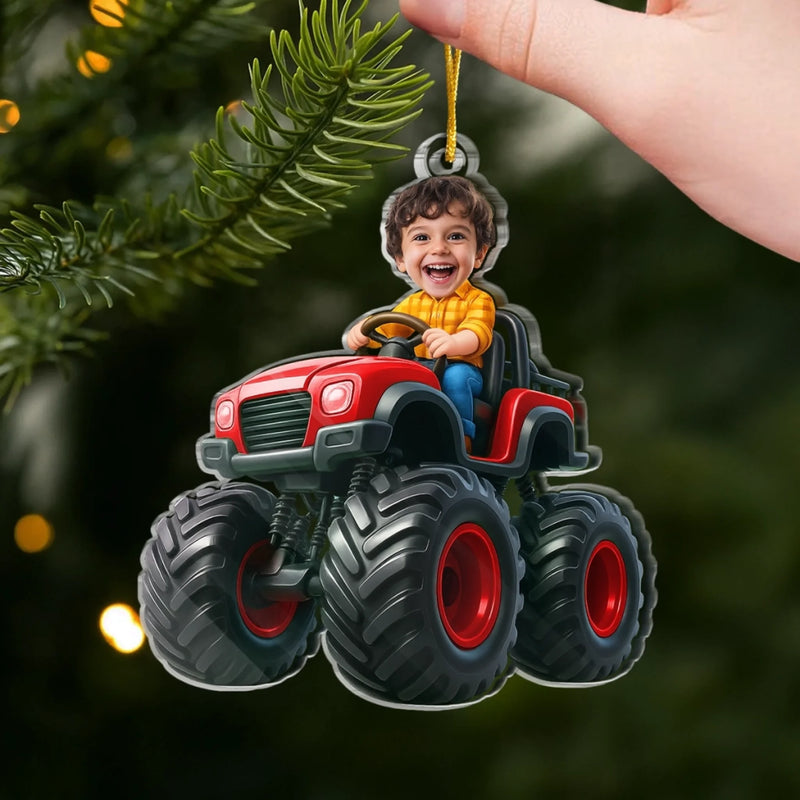 Custom Photo Acrylic Ornament - Personalized Christmas Birthday Gifts For Kids - Little Adventures Ride With Joy