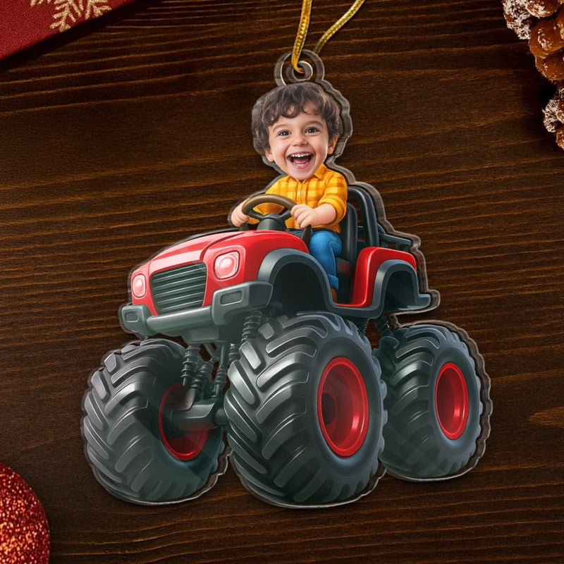 Custom Photo Acrylic Ornament - Personalized Christmas Birthday Gifts For Kids - Little Adventures Ride With Joy