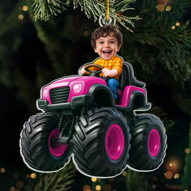 Custom Photo Acrylic Ornament - Personalized Christmas Birthday Gifts For Kids - Little Adventures Ride With Joy