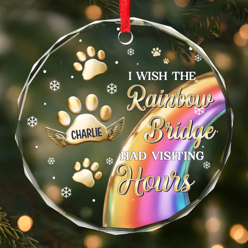 Custom Circle Glass Ornament -  Personalized Pet Christmas Memorial Sympathy Gifts For Dogs, Cats - Crossed the Rainbow Loved