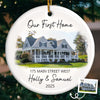 Custom Photo First Christmas In New Home Ceramic Ornament - Personalized Anniversary Christmas Wedding Gifts For Husband And Wife, Him And Her, New Homeowners, Couples, Friends - Love Lives In Our New Home