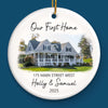 Custom Photo First Christmas In New Home Ceramic Ornament - Personalized Anniversary Christmas Wedding Gifts For Husband And Wife, Him And Her, New Homeowners, Couples, Friends - Love Lives In Our New Home