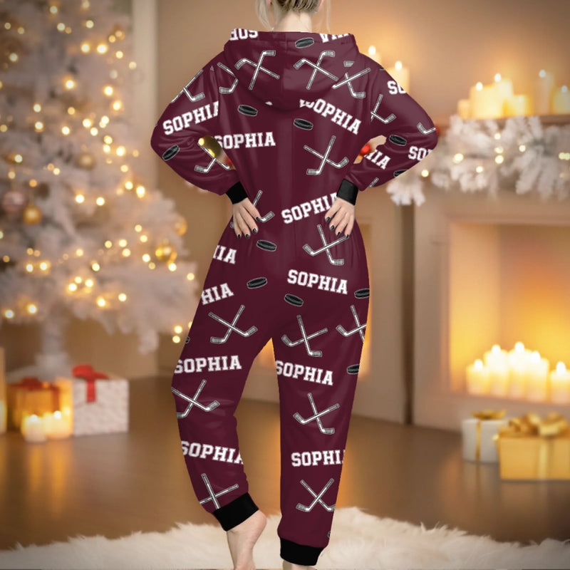Custom Adult Onesie - Personalized Christmas Birthday Hockey Gifts For Hockey Lovers, Sports Fans, Sports Lovers - Born To Score