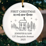 Custom First Christmas In New Home Ceramic Ornament - Personalized Anniversary Christmas Wedding Gifts For Husband And Wife, Him And Her, New Homeowners, Couples, Friends - New Home Christmas Magic