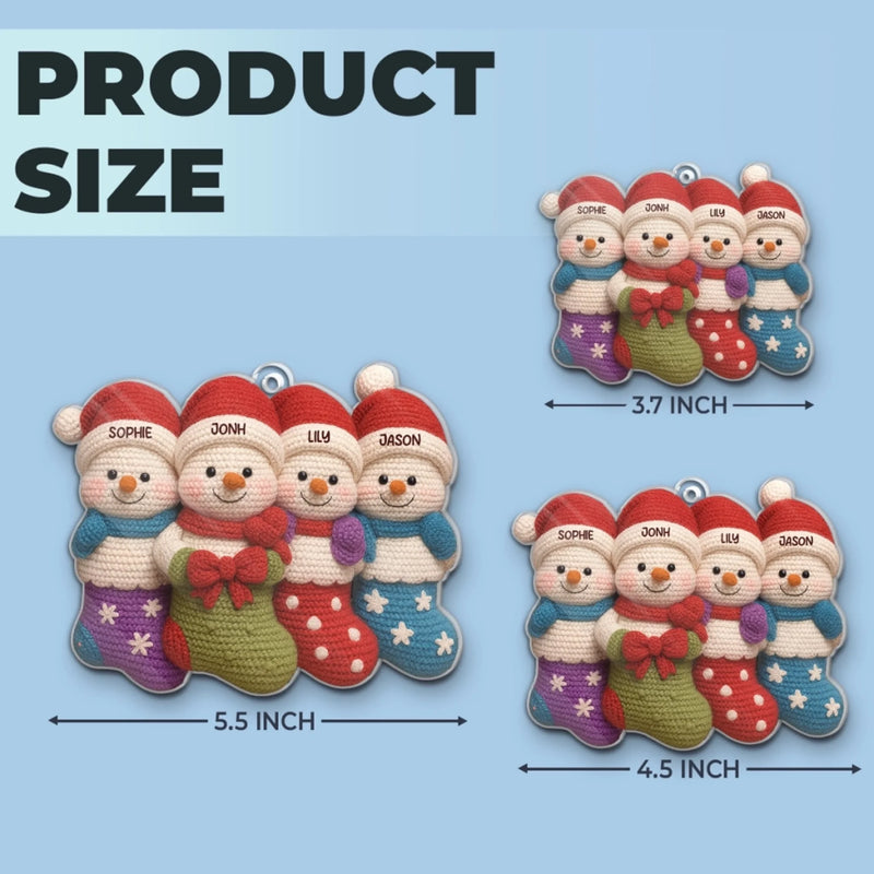 Custom Crochet Acrylic Ornament - Personalized Christmas Birthday Gifts For Mom, Dad, Brother, Sister, Kids - Christmas Cuties In Stockings