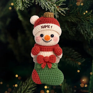 Custom Crochet Acrylic Ornament - Personalized Christmas Birthday Gifts For Mom, Dad, Brother, Sister, Kids - Christmas Cuties In Stockings