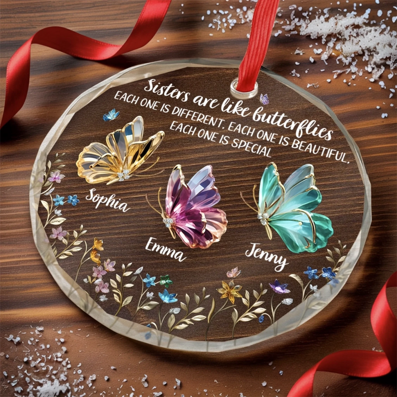 Custom Circle Glass Ornament - Personalized Best Friend Christmas Birthday Gifts For Women, Besties, Sisters, BFF - Together We Make Life Sweeter