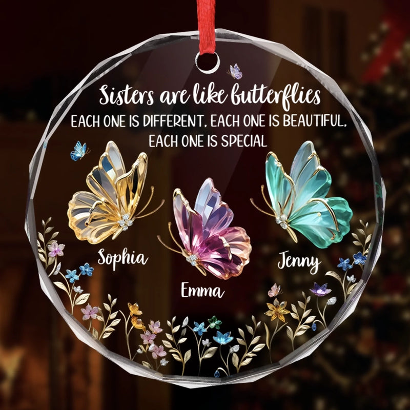 Custom Circle Glass Ornament - Personalized Best Friend Christmas Birthday Gifts For Women, Besties, Sisters, BFF - Together We Make Life Sweeter