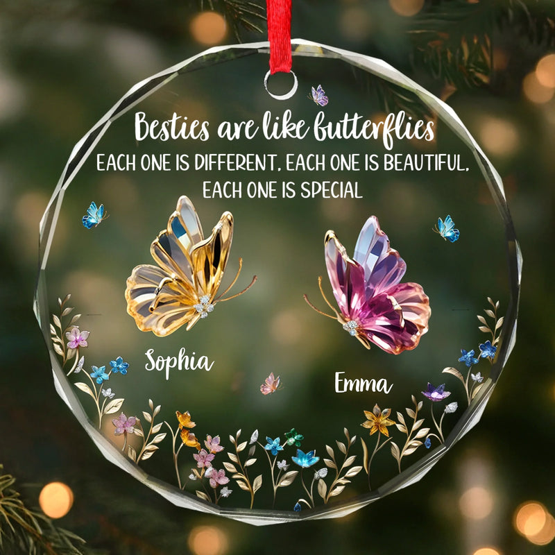Custom Circle Glass Ornament - Personalized Best Friend Christmas Birthday Gifts For Women, Besties, Sisters, BFF - Together We Make Life Sweeter