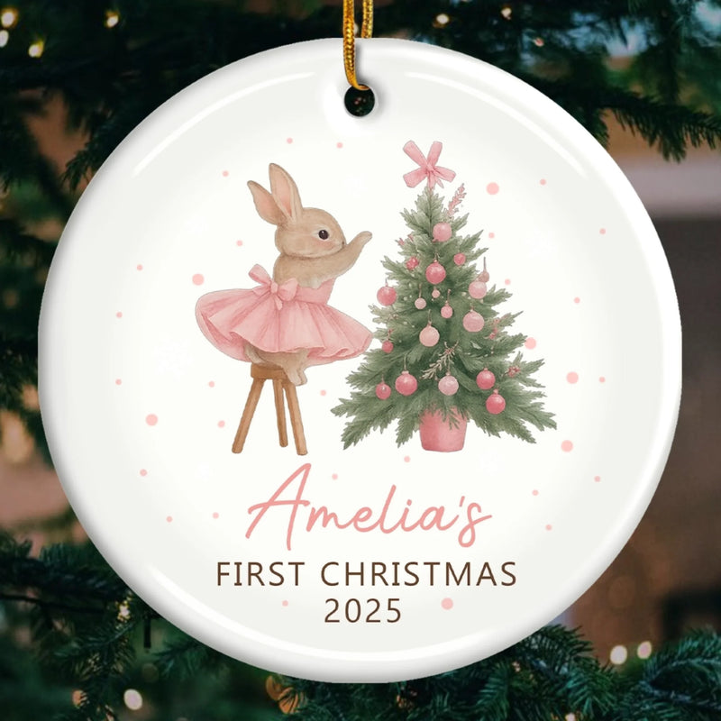 Custom Baby First Christmas Ceramic Ornament - Personalized Christmas Baby Shower, Gender Reveal Gifts For New Moms, New Dads, New Parents - Little Joy Big Love