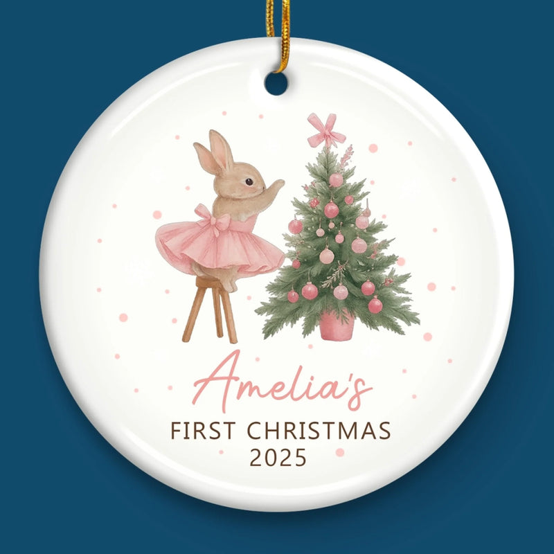 Custom Baby First Christmas Ceramic Ornament - Personalized Christmas Baby Shower, Gender Reveal Gifts For New Moms, New Dads, New Parents - Little Joy Big Love