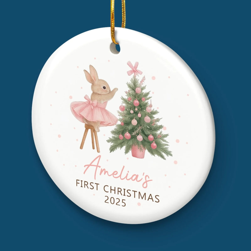Custom Baby First Christmas Ceramic Ornament - Personalized Christmas Baby Shower, Gender Reveal Gifts For New Moms, New Dads, New Parents - Little Joy Big Love