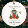 Custom First Christmas In New Home Ceramic Ornament - Personalized Anniversary Christmas Wedding Gifts For Husband And Wife, Him And Her, New Homeowners, Couples, Friends - New Home New Memories