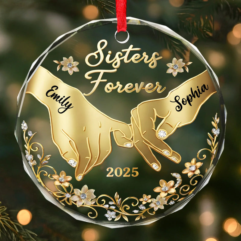Custom Circle Glass Ornament - Personalized Christmas Best Friend Birthday Gifts For Women, Besties, Sisters, BFF - My Person My Bestie