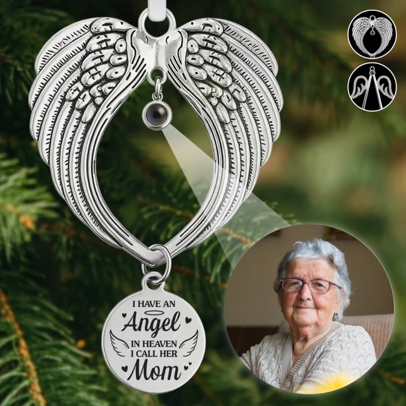 Custom Photo Projection Ornament With Charm - Personalized Christmas Memorial Sympathy Gifts For Loss Of Mom, Dad - Love Endures Beyond The Years