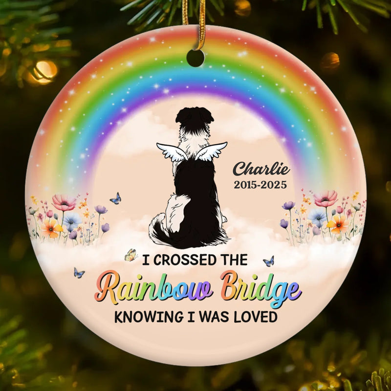 Custom Rainbow Bridge Ceramic Ornament - Personalized Pet Christmas Memorial Sympathy Gifts For Dogs - My Sky Companion