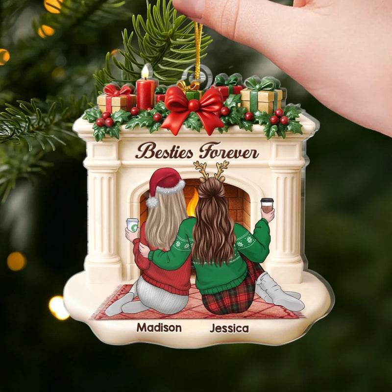 Custom Acrylic Ornament - Personalized Best Friend Christmas Birthday Gifts For Women, Besties, Sisters, BFF - Side By Side Through It All