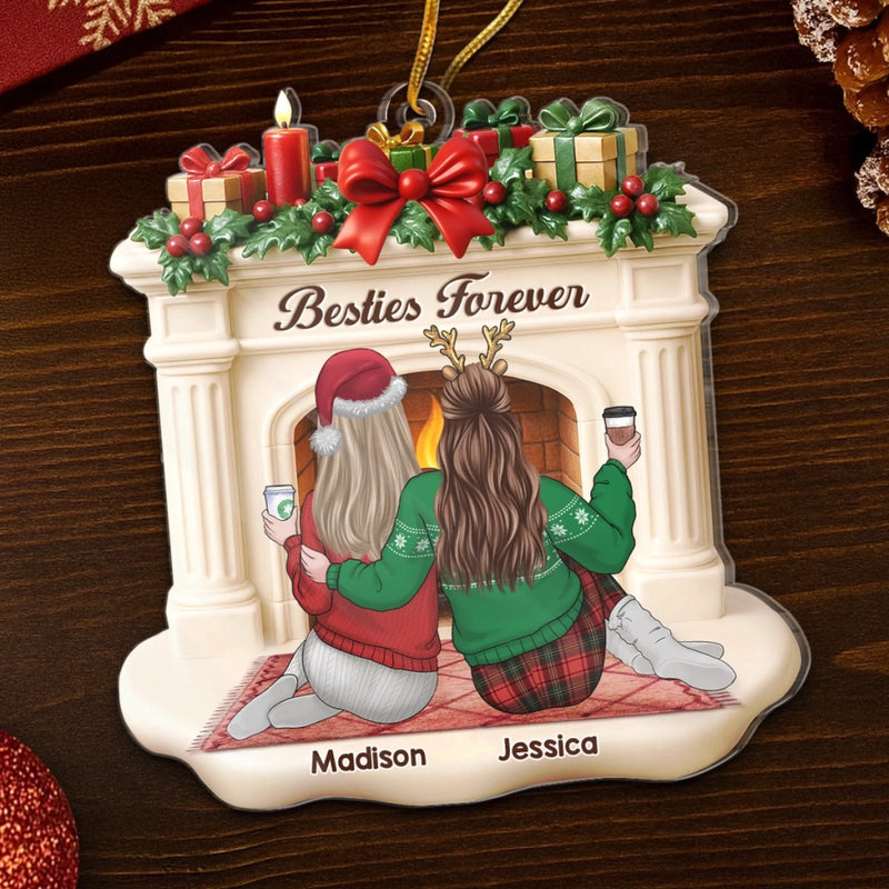 Custom Acrylic Ornament - Personalized Best Friend Christmas Birthday Gifts For Women, Besties, Sisters, BFF - Side By Side Through It All