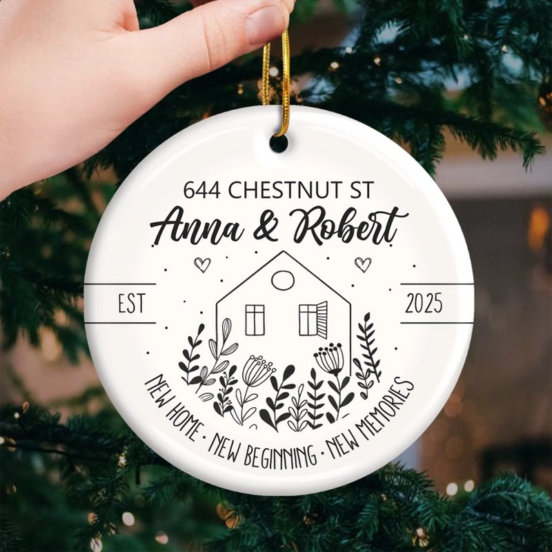 Custom First Christmas In New Home Ceramic Ornament - Personalized Anniversary Christmas Wedding Gifts For Husband And Wife, Him And Her, New Homeowners, Couples, Friends - Home Is Our Best Gift