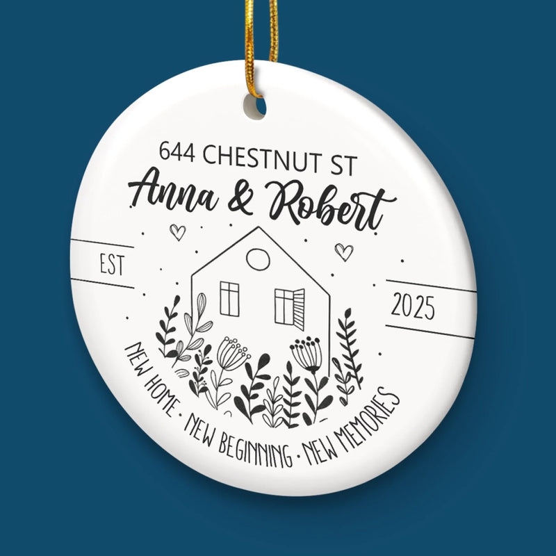 Custom First Christmas In New Home Ceramic Ornament - Personalized Anniversary Christmas Wedding Gifts For Husband And Wife, Him And Her, New Homeowners, Couples, Friends - Home Is Our Best Gift