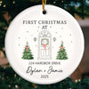 Custom First Christmas In New Home Ceramic Ornament - Personalized Anniversary Christmas Wedding Gifts For Husband And Wife, Him And Her, New Homeowners, Couples, Friends - Our Forever Beginning