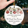 Custom First Christmas In New Home Ceramic Ornament - Personalized Anniversary Christmas Wedding Gifts For Husband And Wife, Him And Her, New Homeowners, Couples, Friends - Our Story Begins At Home