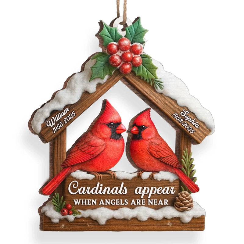 Custom Cardinal Wood Ornament - Personalized Christmas Memorial Sympathy Gifts For Loss Of Mom, Dad - Memories Carry Us Through Time