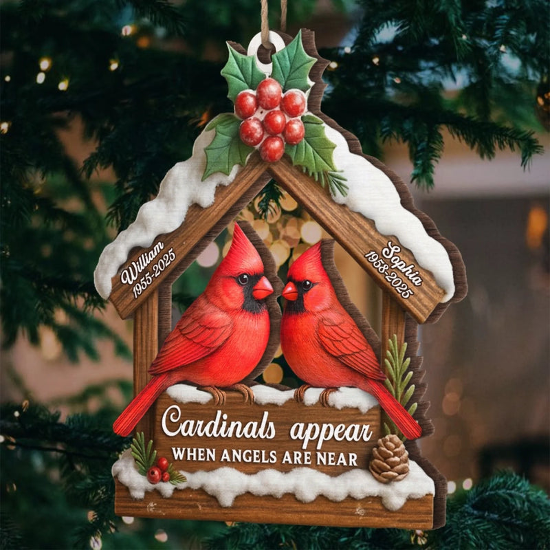 Custom Cardinal Wood Ornament - Personalized Christmas Memorial Sympathy Gifts For Loss Of Mom, Dad - Memories Carry Us Through Time