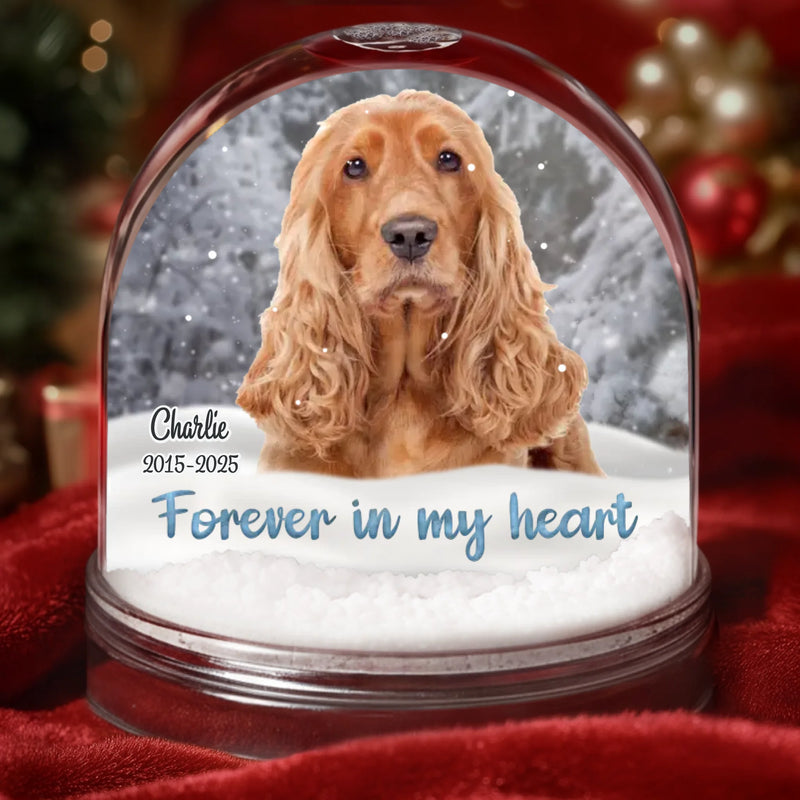 Custom Photo Acrylic Snow Globe - Personalized Pet Christmas Memorial Sympathy Gifts For Dogs, Cats - Paws And Love Never Fade