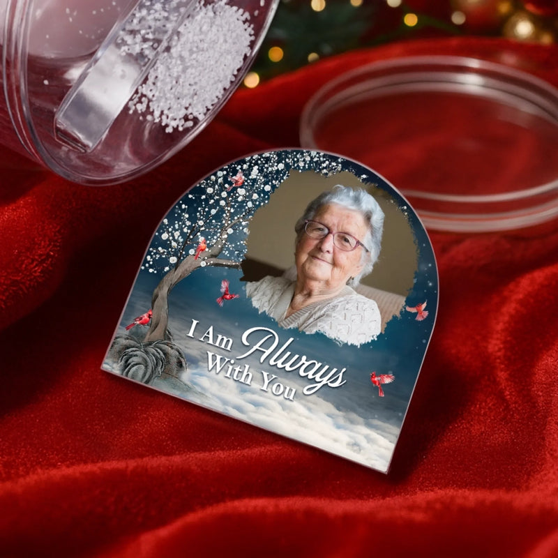 Custom Photo Acrylic Snow Globe - Personalized Christmas Memorial Sympathy Gifts For Loss Of Mom, Dad - Forever Treasured In Every Heart