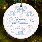 Custom Baby First Christmas Ceramic Ornament - Personalized Christmas Baby Shower, Gender Reveal Gifts For New Moms, New Dads, New Parents - Tiny Wonder