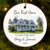 Custom Photo First Christmas In New Home Ceramic Ornament - Personalized Anniversary Christmas Wedding Gifts For Husband And Wife, Him And Her, New Homeowners, Couples, Friends - Love Lives In Our New Home