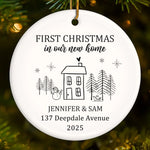 Custom First Christmas In New Home Ceramic Ornament - Personalized Anniversary Christmas Wedding Gifts For Husband And Wife, Him And Her, New Homeowners, Couples, Friends - New Home Christmas Magic