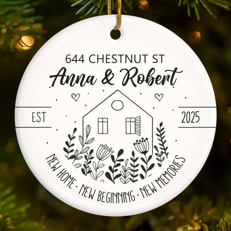 Custom First Christmas In New Home Ceramic Ornament - Personalized Anniversary Christmas Wedding Gifts For Husband And Wife, Him And Her, New Homeowners, Couples, Friends - Home Is Our Best Gift