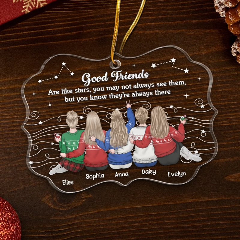 Custom Acrylic Ornament - Personalized Best Friend Christmas Birthday Gifts For Women, Besties, Sisters, BFF - Christmas Shines Brighter With Besties