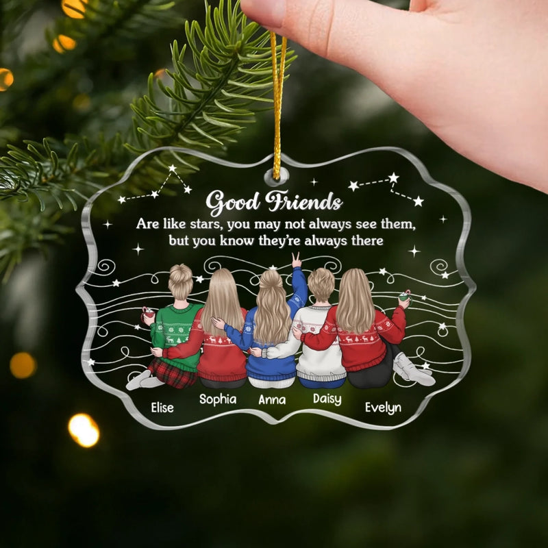 Custom Acrylic Ornament - Personalized Best Friend Christmas Birthday Gifts For Women, Besties, Sisters, BFF - Christmas Shines Brighter With Besties