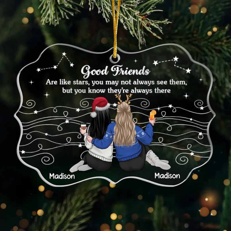 Custom Acrylic Ornament - Personalized Best Friend Christmas Birthday Gifts For Women, Besties, Sisters, BFF - Christmas Shines Brighter With Besties