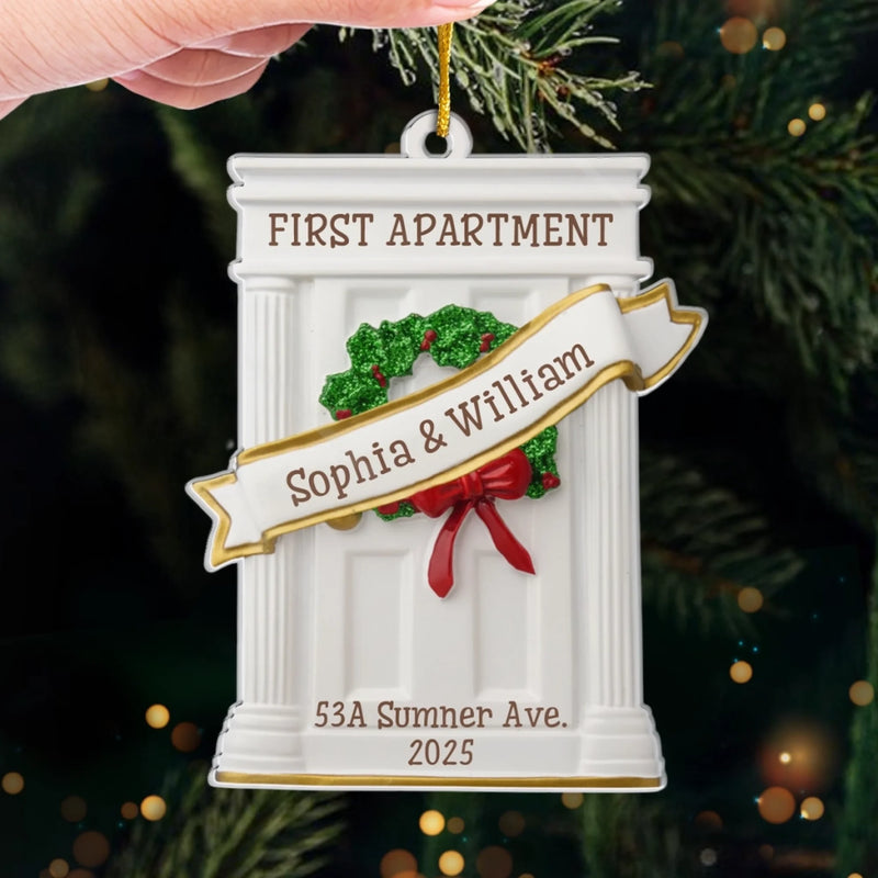 Custom First Christmas In New Home Acrylic Ornament - Personalized Anniversary Christmas Wedding Gifts For Husband And Wife, Him And Her, New Homeowners, Couples, Friends - Our Cozy Beginning