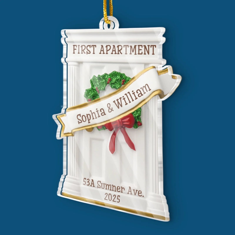 Custom First Christmas In New Home Acrylic Ornament - Personalized Anniversary Christmas Wedding Gifts For Husband And Wife, Him And Her, New Homeowners, Couples, Friends - Our Cozy Beginning