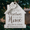 Custom First Christmas In New Home Wood Ornament - Personalized Anniversary Christmas Wedding Gifts For Husband And Wife, Him And Her, New Homeowners, Couples, Friends - Our Story Begins Here