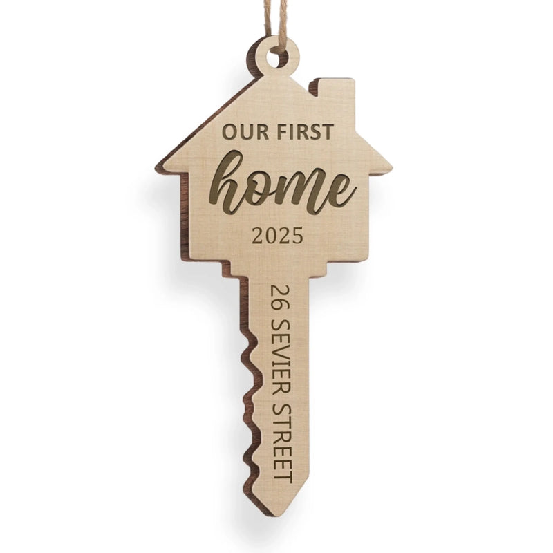 Custom First Christmas In New Home Wood Ornament - Personalized Anniversary Christmas Wedding Gifts For Husband And Wife, Him And Her, New Homeowners, Couples, Friends - Love Built This Home