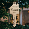 Custom First Christmas In New Home Wood Ornament - Personalized Anniversary Christmas Wedding Gifts For Husband And Wife, Him And Her, New Homeowners, Couples, Friends - Love Built This Home