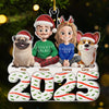 Custom Acrylic Ornament - Personalized Christmas Anniversary Birthday Gifts For Couples, Family, Husband and Wife, Dog Lovers, Pet Lovers - Happiness Is Two Hearts And Four Paws