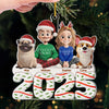 Custom Acrylic Ornament - Personalized Christmas Anniversary Birthday Gifts For Couples, Family, Husband and Wife, Dog Lovers, Pet Lovers - Happiness Is Two Hearts And Four Paws